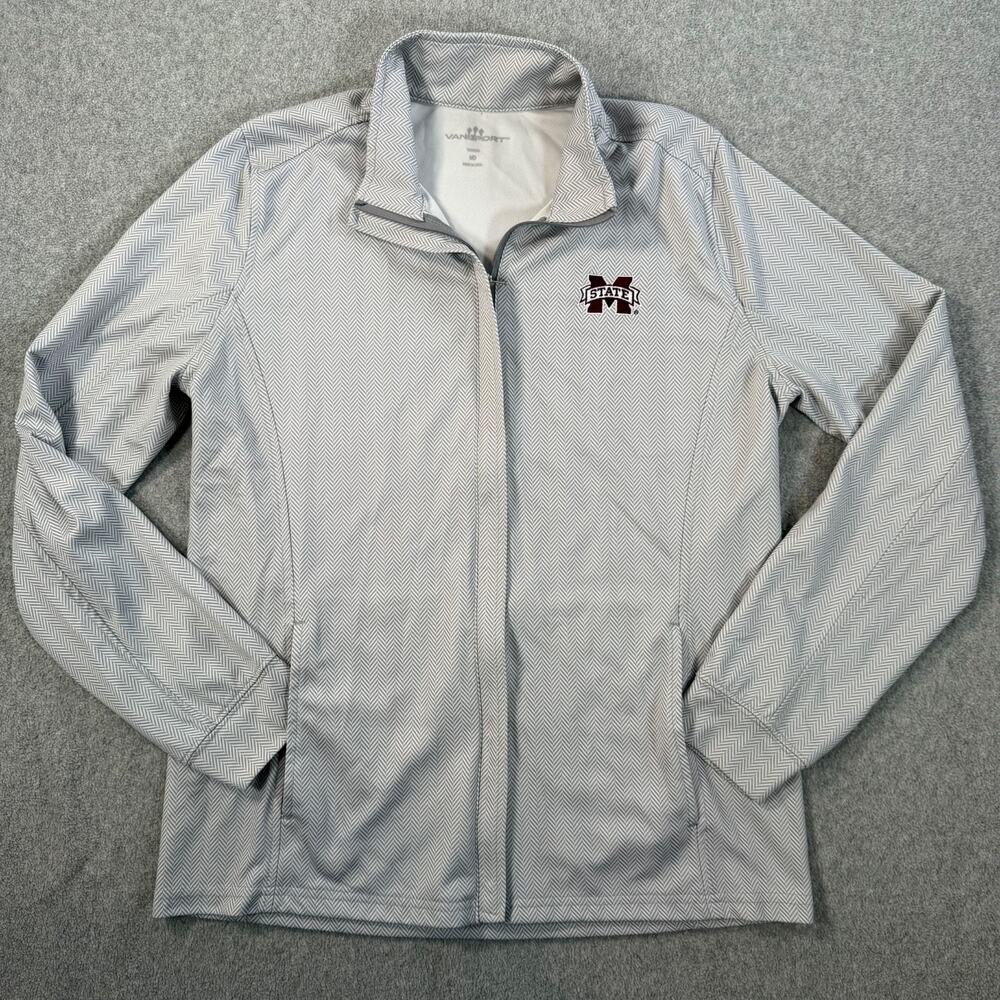 Mississippi State Bulldogs Vansport Full Zip Jacket Women's Medium Gray Chevron